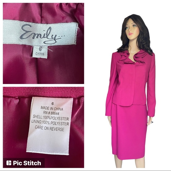 NEW Emily pink ruffle neck Victorian suit size 6 - Picture 1 of 14